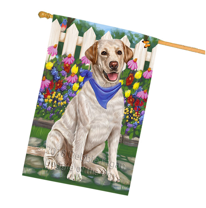 Spring Floral Labrador Retriever Dog House Flag FLG49864
