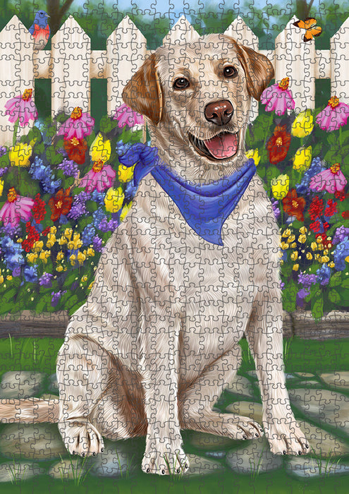 Spring Floral Labrador Retriever Dog Puzzle with Photo Tin PUZL53403