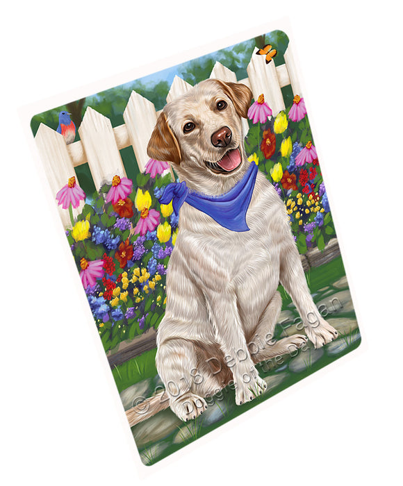 Spring Floral Labrador Retriever Dog Tempered Cutting Board C53565