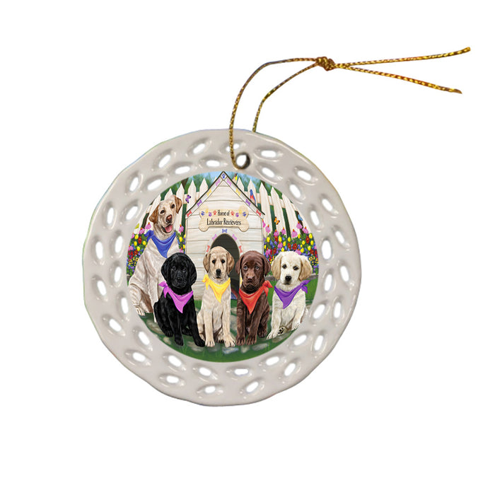 Spring Dog House Labrador Retrievers Dog Ceramic Doily Ornament DPOR49900