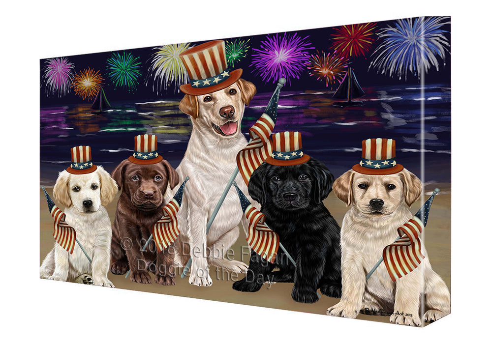 4th of July Independence Day Firework Labrador Retriever Dog Canvas Wall Art CVS55965