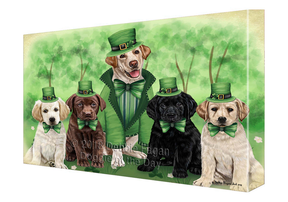 St. Patricks Day Irish Family Portrait Labrador Retrievers Dog Canvas Wall Art CVS55029