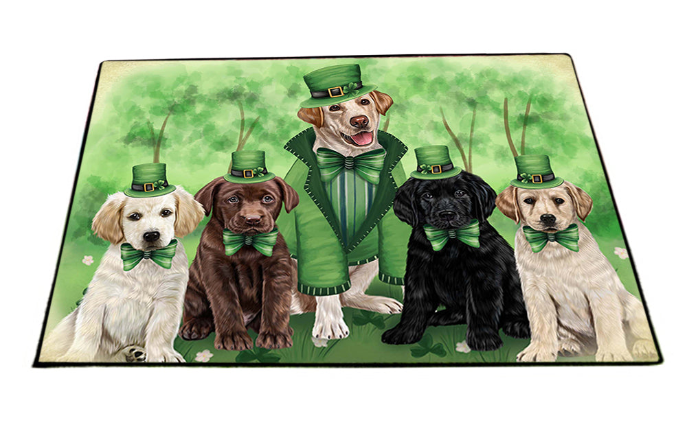 St. Patricks Day Irish Family Portrait Labrador Retrievers Dog Floormat FLMS49333 Floormat FLMS49368