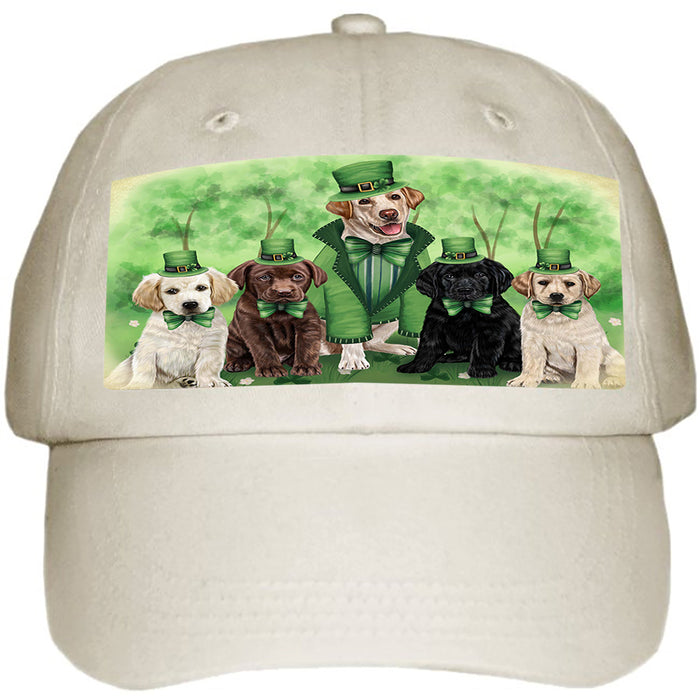 St. Patricks Day Irish Family Portrait Labrador Retrievers Dog Ball Hat Cap HAT50205