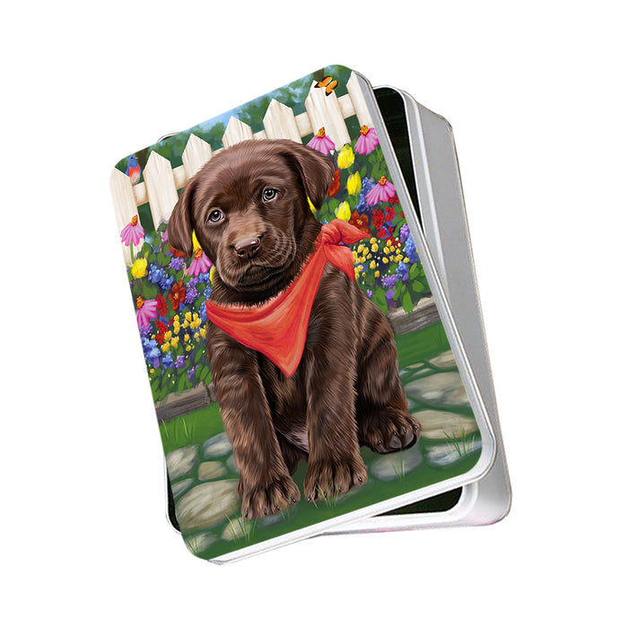 Spring Floral Labrador Retriever Dog Photo Storage Tin PITN49901