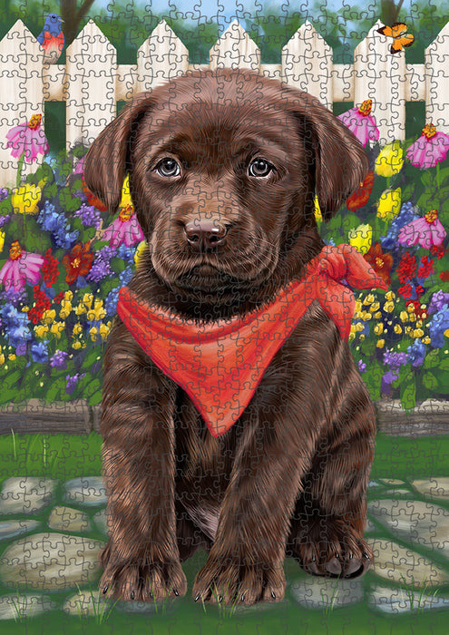 Spring Floral Labrador Retriever Dog Puzzle with Photo Tin PUZL53409