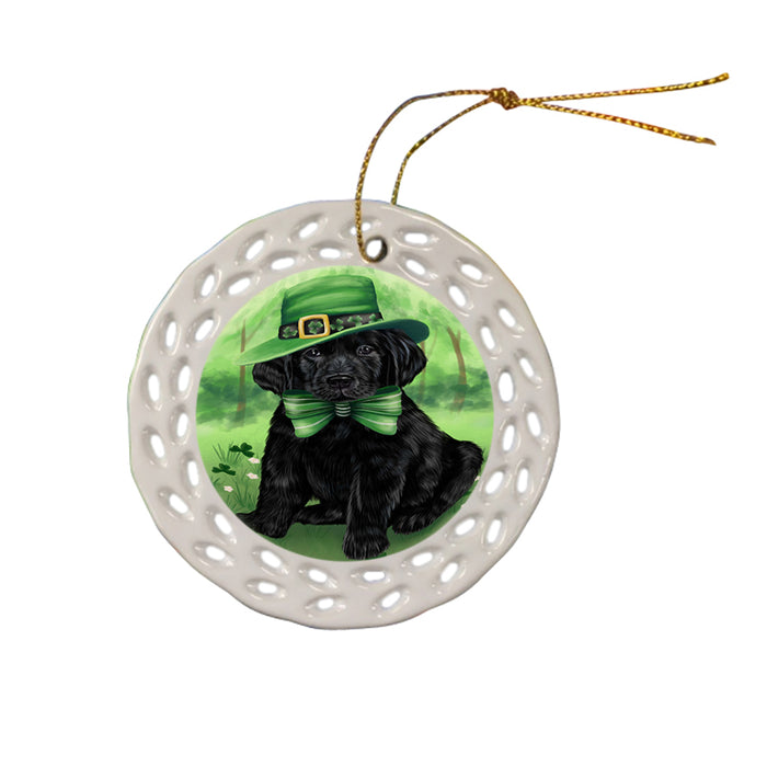 St. Patricks Day Irish Portrait Labrador Retriever Dog Ceramic Doily Ornament DPOR48825