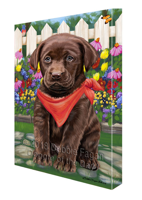 Spring Floral Labrador Retriever Dog Canvas Wall Art CVS64861