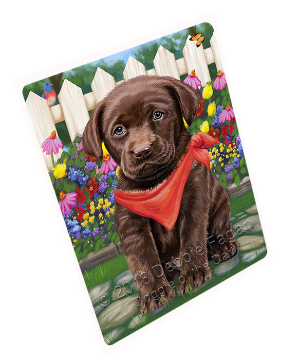 Spring Floral Labrador Retriever Dog Tempered Cutting Board C53571