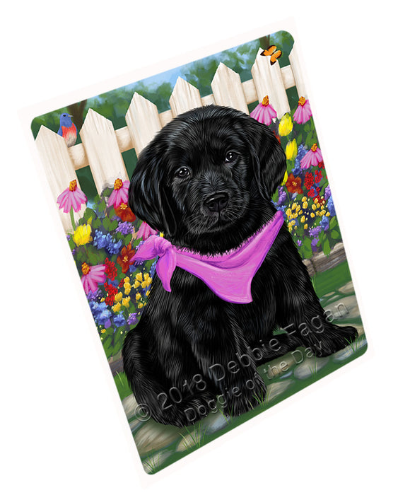 Spring Floral Labrador Retriever Dog Tempered Cutting Board C53574