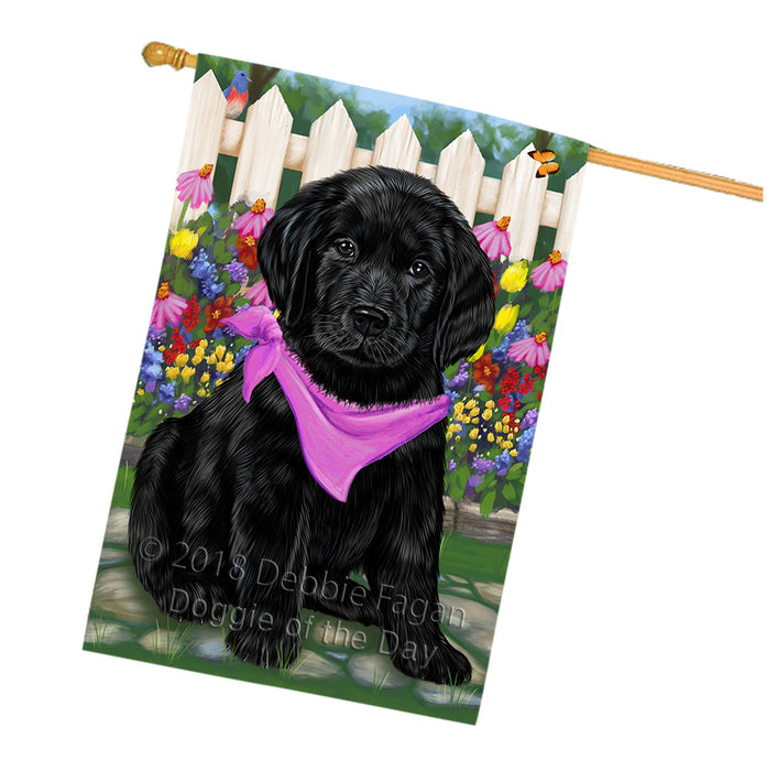 Spring Floral Labrador Retriever Dog House Flag FLG49867