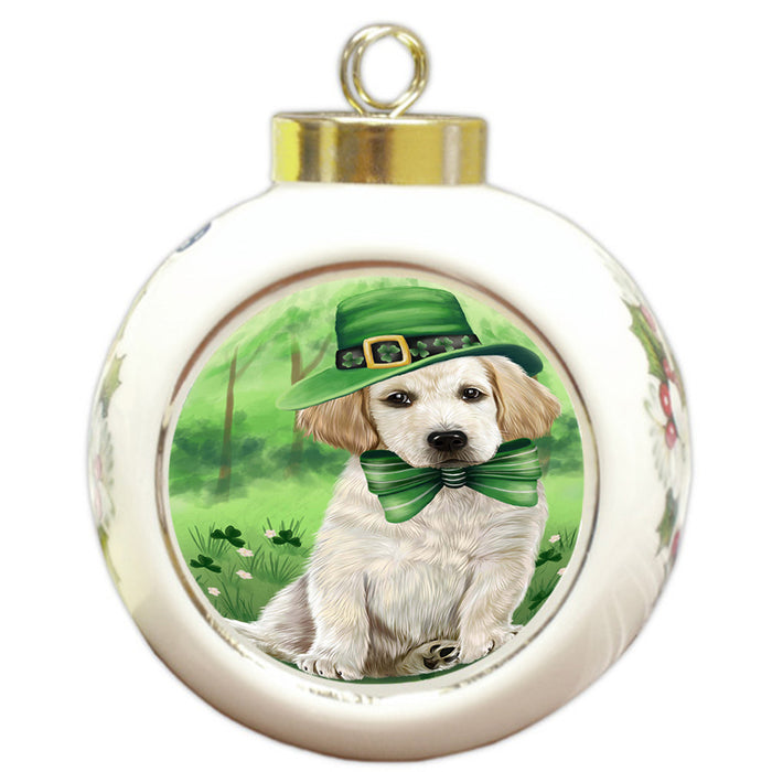 St. Patricks Day Irish Portrait Labrador Retriever Dog Round Ball Christmas Ornament RBPOR48826