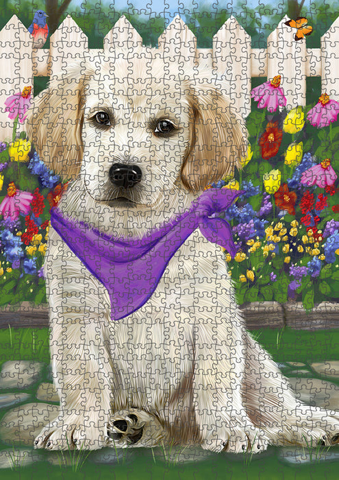 Spring Floral Labrador Retriever Dog Puzzle with Photo Tin PUZL53415