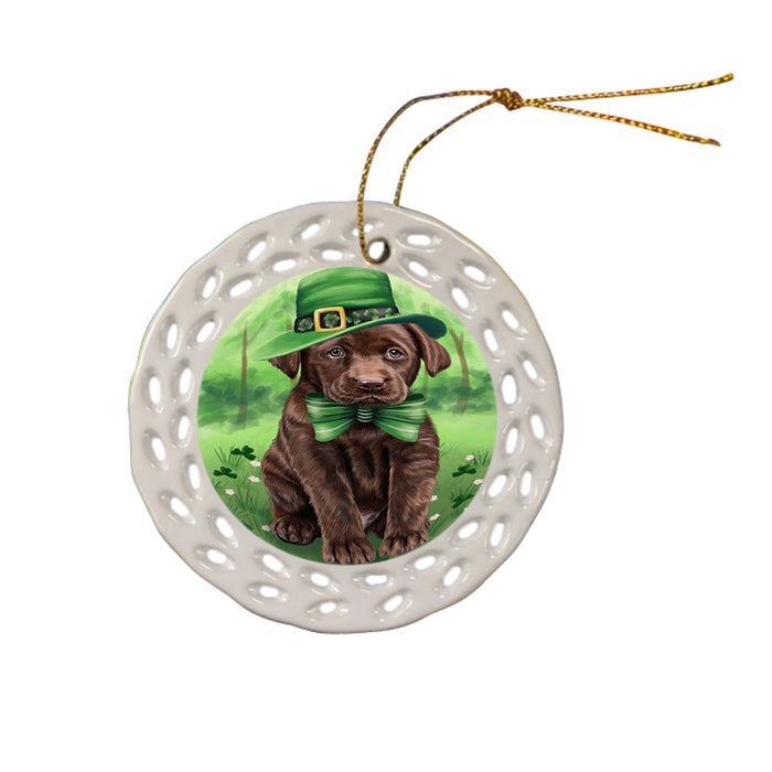 St. Patricks Day Irish Portrait Labrador Retriever Dog Ceramic Doily Ornament DPOR48827