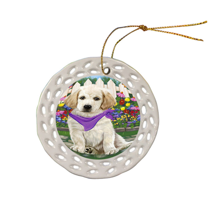 Spring Floral Labrador Retriever Dog Ceramic Doily Ornament DPOR49903