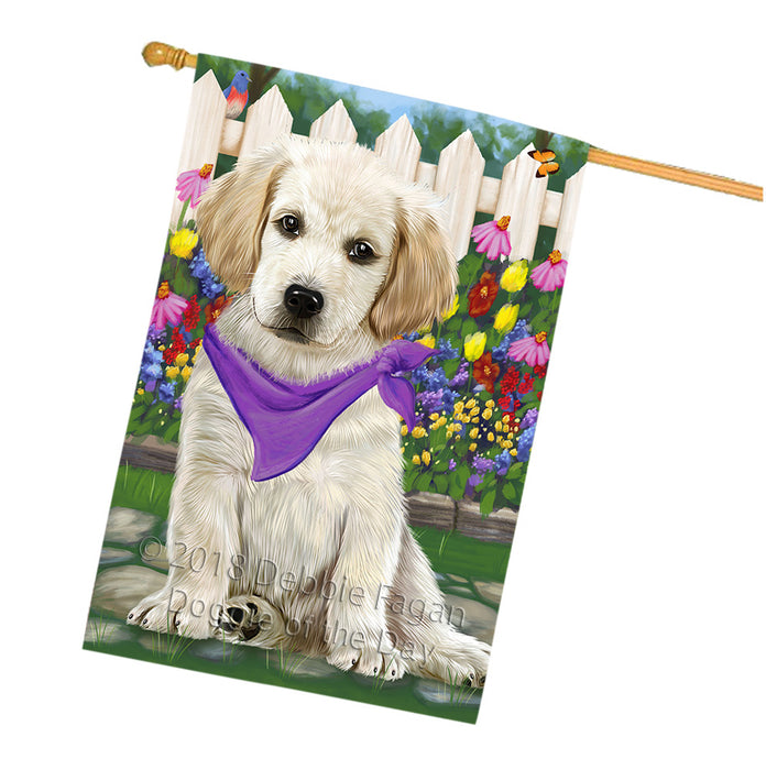 Spring Floral Labrador Retriever Dog House Flag FLG49868