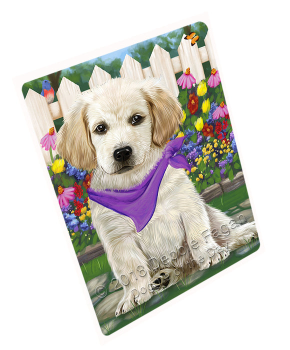 Spring Floral Labrador Retriever Dog Tempered Cutting Board C53577
