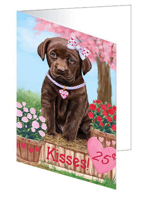 Rosie 25 Cent Kisses Labrador Retriever Dog Handmade Artwork Assorted Pets Greeting Cards and Note Cards with Envelopes for All Occasions and Holiday Seasons GCD72386
