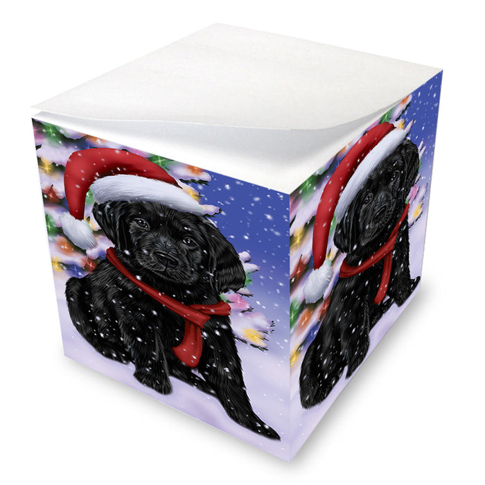 Winterland Wonderland Labrador Retriever Dog In Christmas Holiday Scenic Background Note Cube NOC53398
