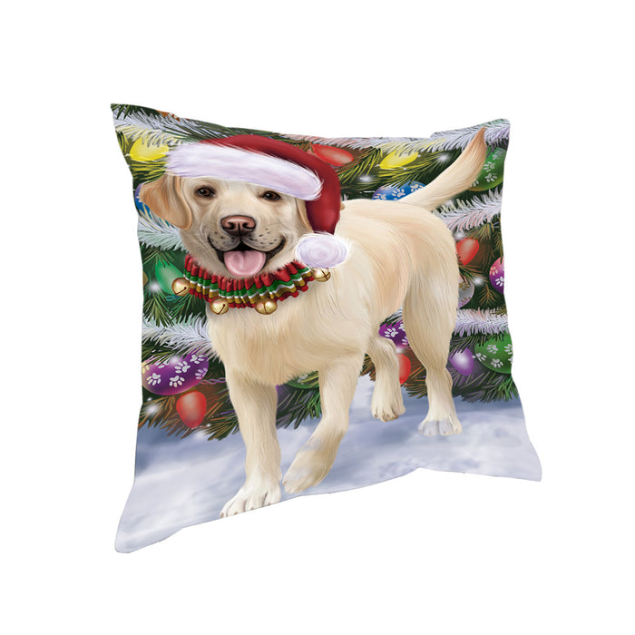 Trotting in the Snow Labrador Retriever Dog Pillow PIL75476