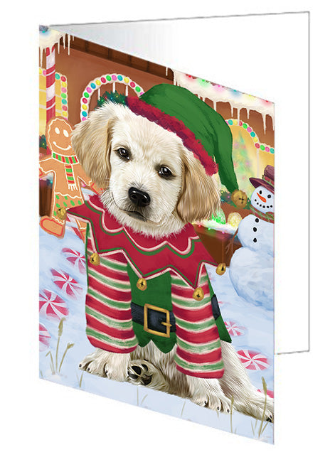 Christmas Gingerbread House Candyfest Labrador Retriever Dog Handmade Artwork Assorted Pets Greeting Cards and Note Cards with Envelopes for All Occasions and Holiday Seasons GCD73637