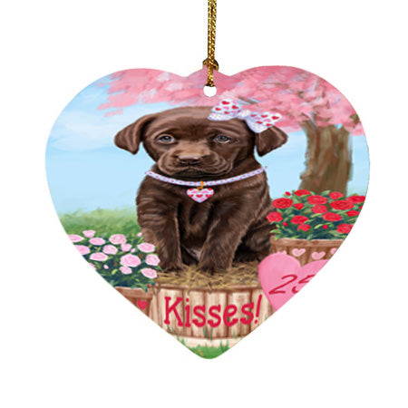 Rosie 25 Cent Kisses Labrador Retriever Dog Heart Christmas Ornament HPOR56313