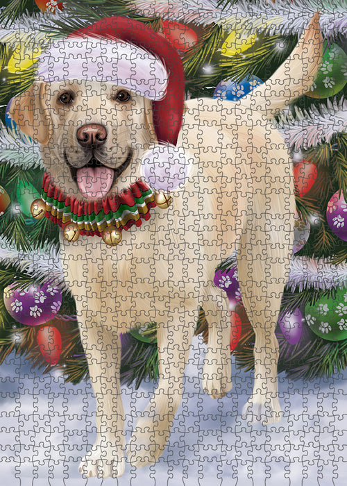 Trotting in the Snow Labrador Retriever Dog Puzzle with Photo Tin PUZL86008
