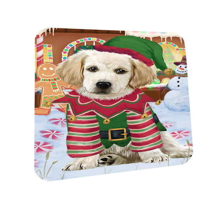 Christmas Gingerbread House Candyfest Labrador Retriever Dog Coasters Set of 4 CST56332