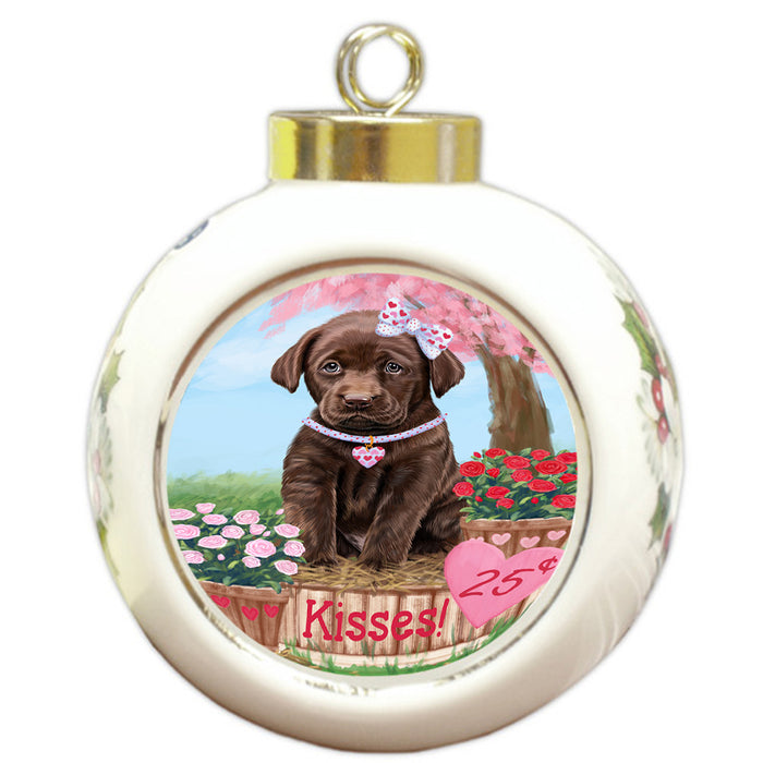 Rosie 25 Cent Kisses Labrador Retriever Dog Round Ball Christmas Ornament RBPOR56313