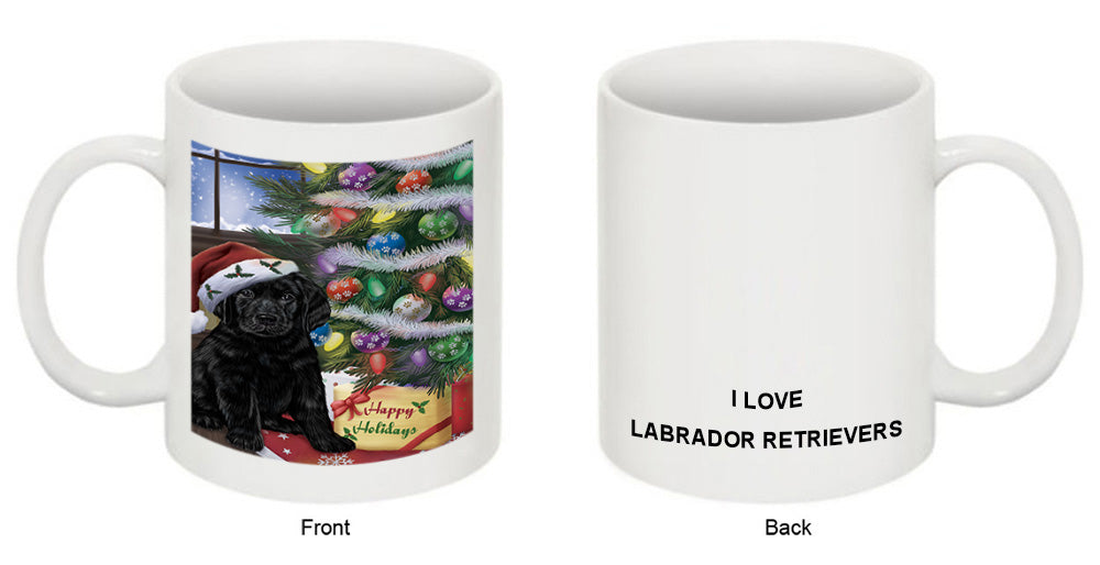Christmas Happy Holidays Labrador Retriever Dog with Tree and Presents Coffee Mug MUG49235
