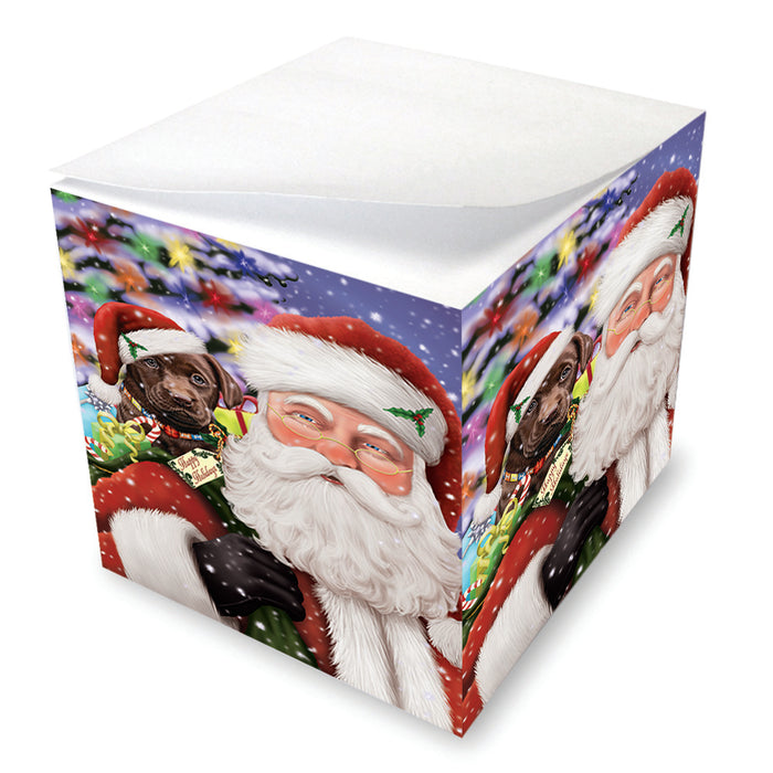 Santa Carrying Labrador Retriever Dog and Christmas Presents Note Cube NOC55641