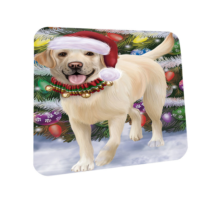 Trotting in the Snow Labrador Retriever Dog Coasters Set of 4 CST54543
