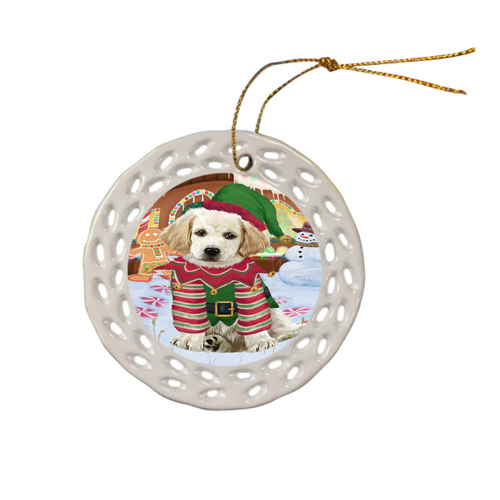 Christmas Gingerbread House Candyfest Labrador Retriever Dog Ceramic Doily Ornament DPOR56730