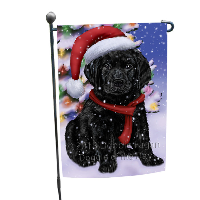 Winterland Wonderland Labrador Retriever Dog In Christmas Holiday Scenic Background  Garden Flag GFLG53460