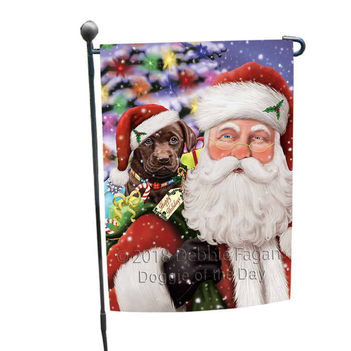 Santa Carrying Labrador Retriever Dog and Christmas Presents Garden Flag GFLG54057