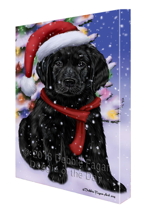 Winterland Wonderland Labrador Retriever Dog In Christmas Holiday Scenic Background  Canvas Print Wall Art Décor CVS98432