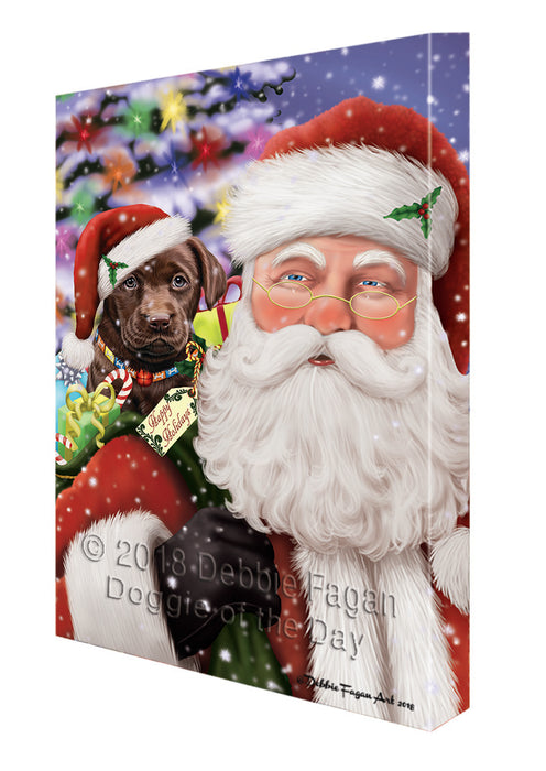Santa Carrying Labrador Retriever Dog and Christmas Presents Canvas Print Wall Art Décor CVS103805