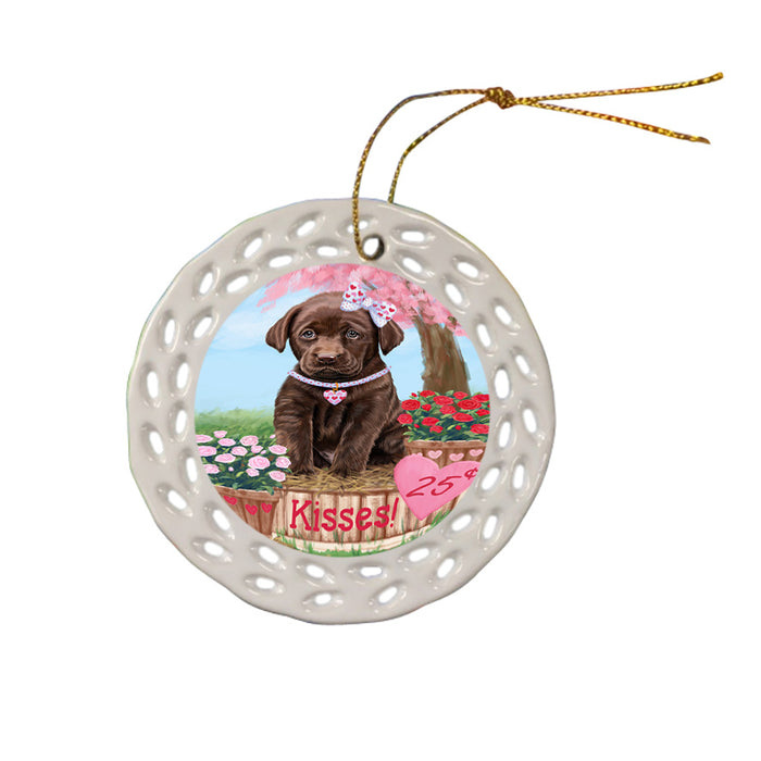 Rosie 25 Cent Kisses Labrador Retriever Dog Ceramic Doily Ornament DPOR56313