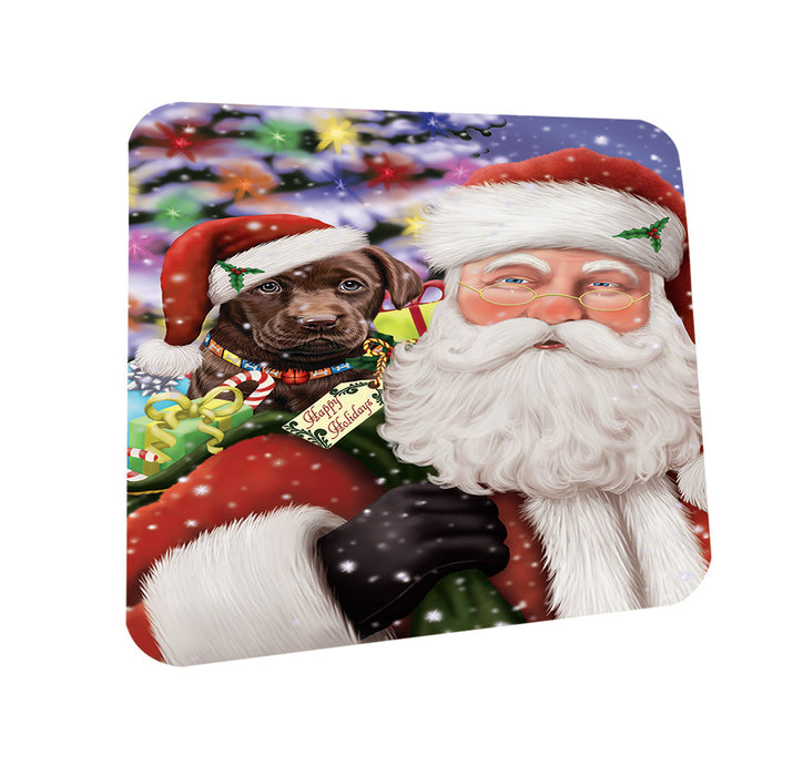 Santa Carrying Labrador Retriever Dog and Christmas Presents Coasters Set of 4 CST53953