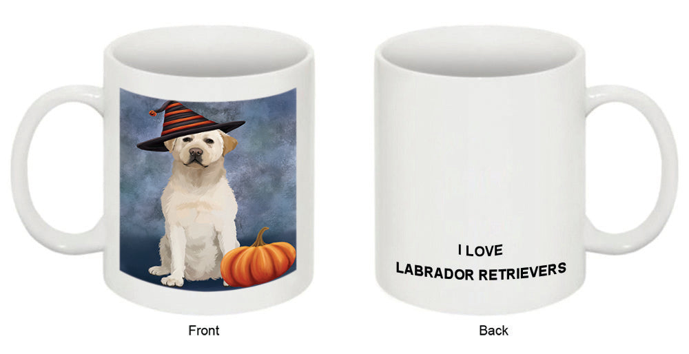 Happy Halloween Labrador Retriever Dog Wearing Witch Hat with Pumpkin Coffee Mug MUG50358