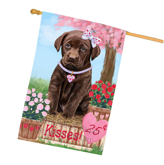 Rosie 25 Cent Kisses Labrador Retriever Dog House Flag FLG56641