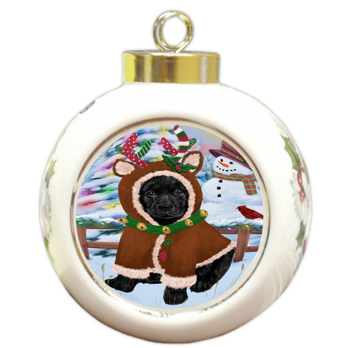 Christmas Gingerbread House Candyfest Labrador Retriever Dog Round Ball Christmas Ornament RBPOR56731