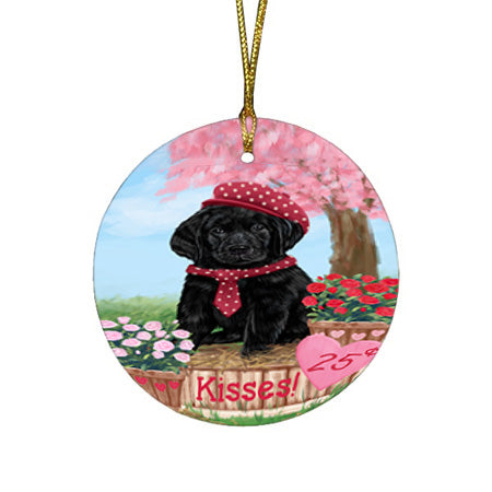 Rosie 25 Cent Kisses Labrador Retriever Dog Round Flat Christmas Ornament RFPOR56314