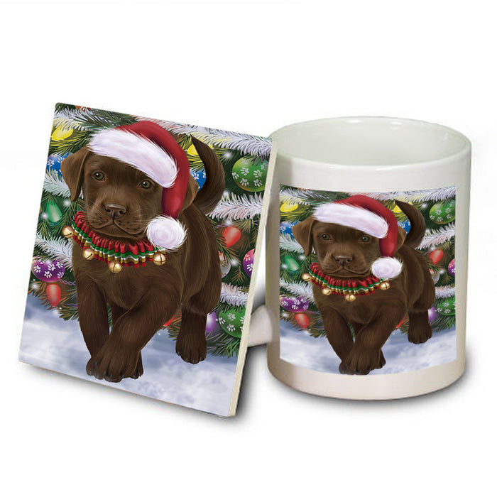Trotting in the Snow Labrador Retriever Dog Mug and Coaster Set MUC54578