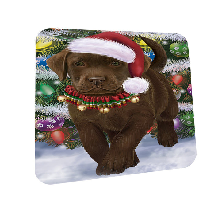Trotting in the Snow Labrador Retriever Dog Coasters Set of 4 CST54544