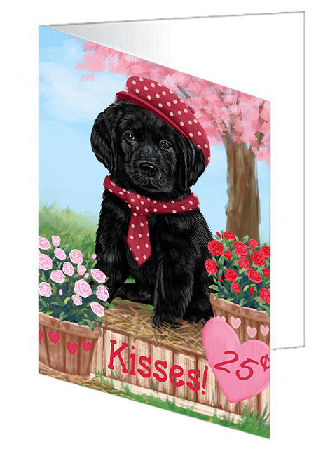 Rosie 25 Cent Kisses Labrador Retriever Dog Handmade Artwork Assorted Pets Greeting Cards and Note Cards with Envelopes for All Occasions and Holiday Seasons GCD72389