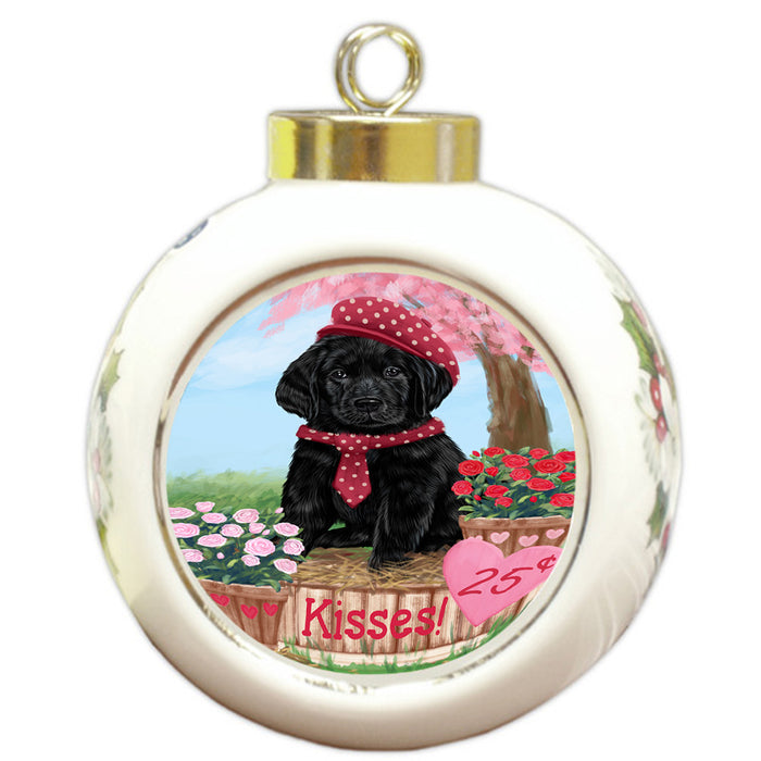Rosie 25 Cent Kisses Labrador Retriever Dog Round Ball Christmas Ornament RBPOR56314