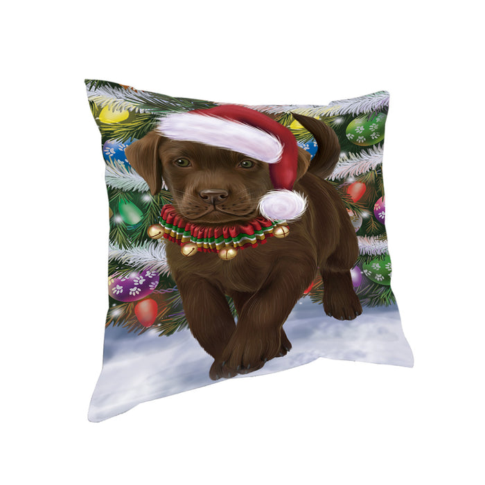 Trotting in the Snow Labrador Retriever Dog Pillow PIL75480