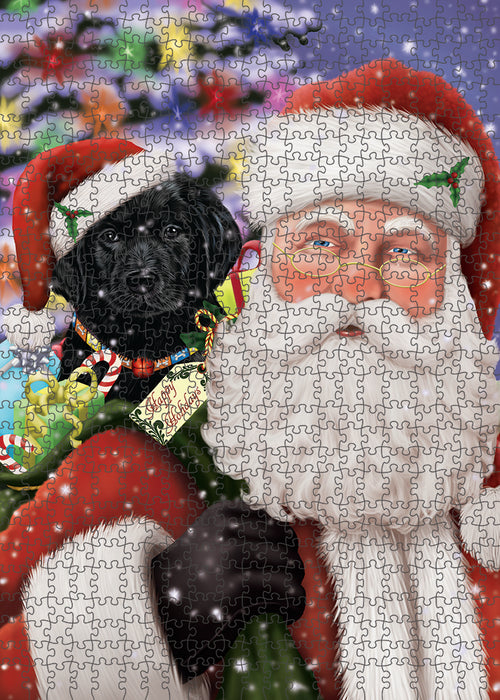 Santa Carrying Labrador Retriever Dog and Christmas Presents Puzzle with Photo Tin PUZL83140