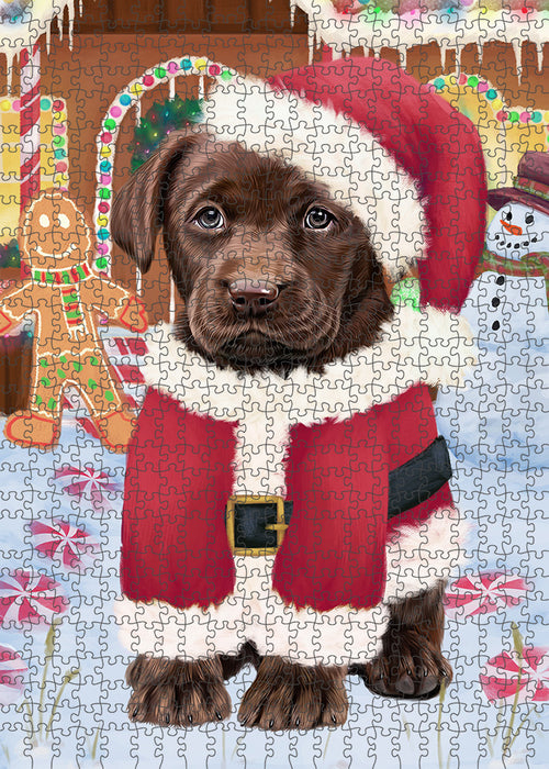 Christmas Gingerbread House Candyfest Labrador Retriever Dog Puzzle with Photo Tin PUZL93704